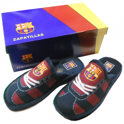 F.C.Barcelona Slippers at home.