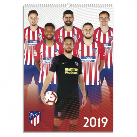 Calendario de pared 2019 del Atlético de Madrid.